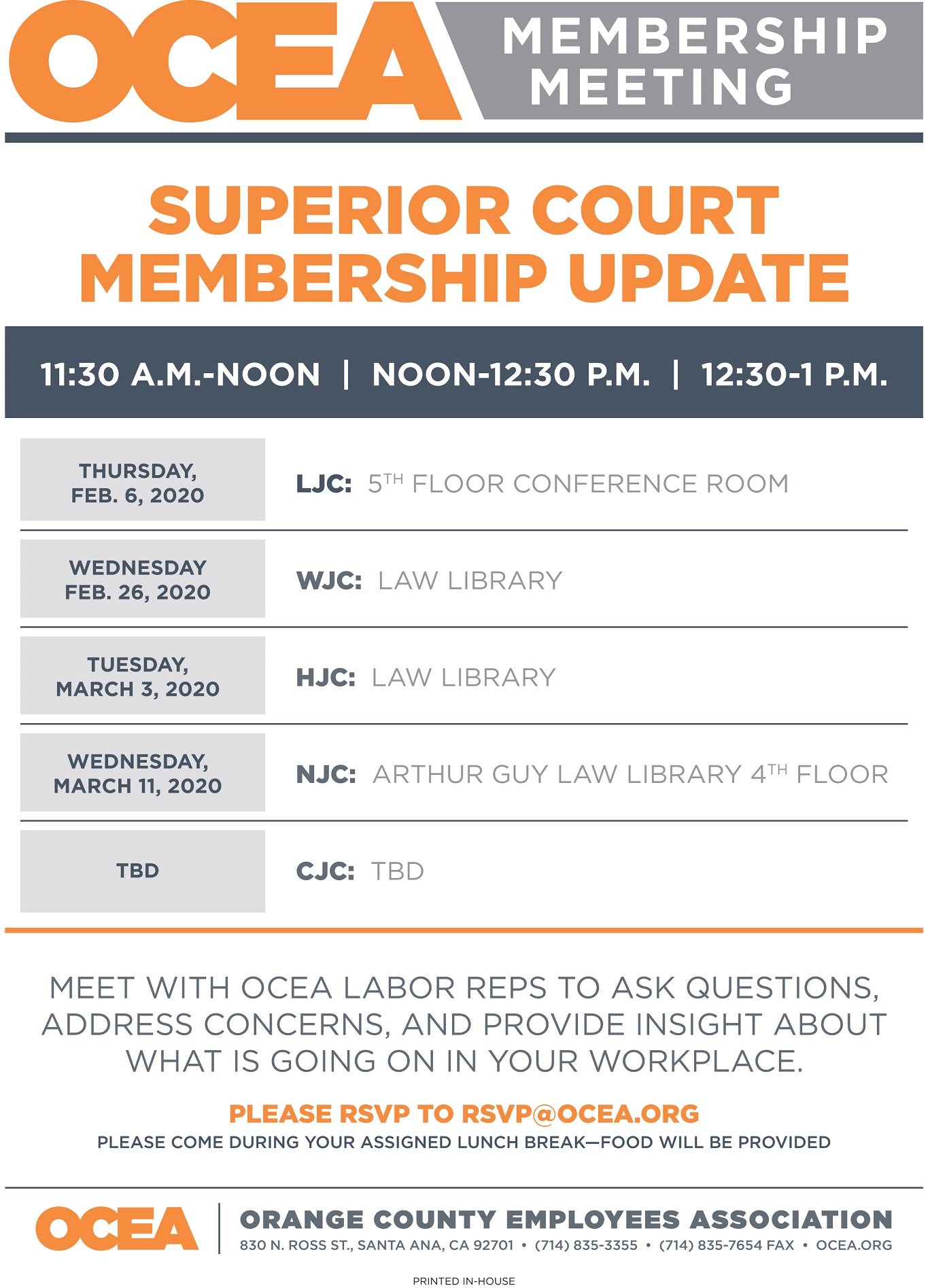 Court site visit schedule See you soon! Orange County Employees